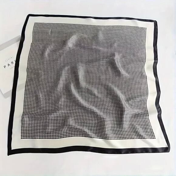 Silky Scarf Simple Pattern Scarf 70cm Square Neck Scarves Shawl - Picture 7 of 9